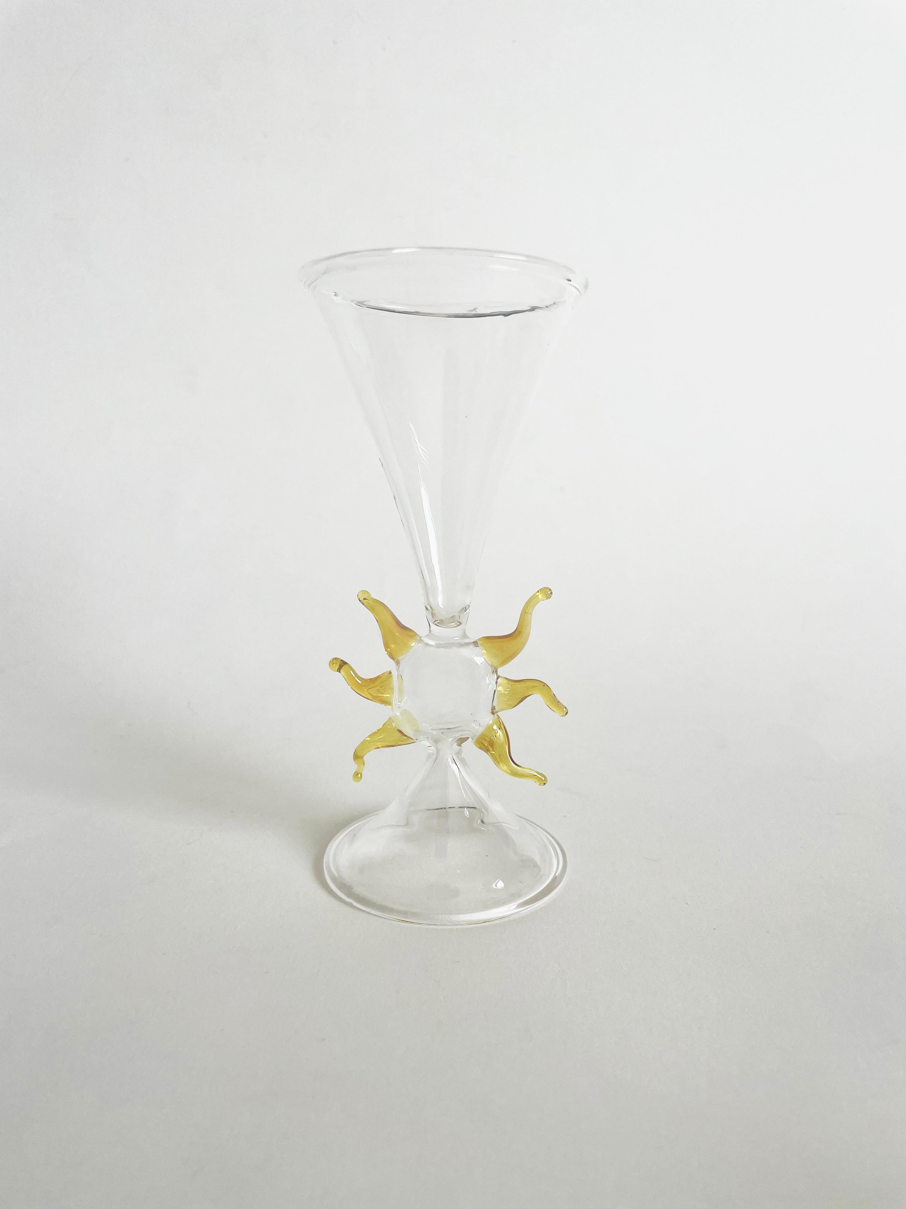 Contemporary Signed Italian Art Glass Champagne Flutes For Sale