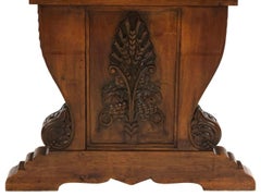 Signed Italian Art Nouveau Era Renaissance Carved Walnut Trestle Library Table