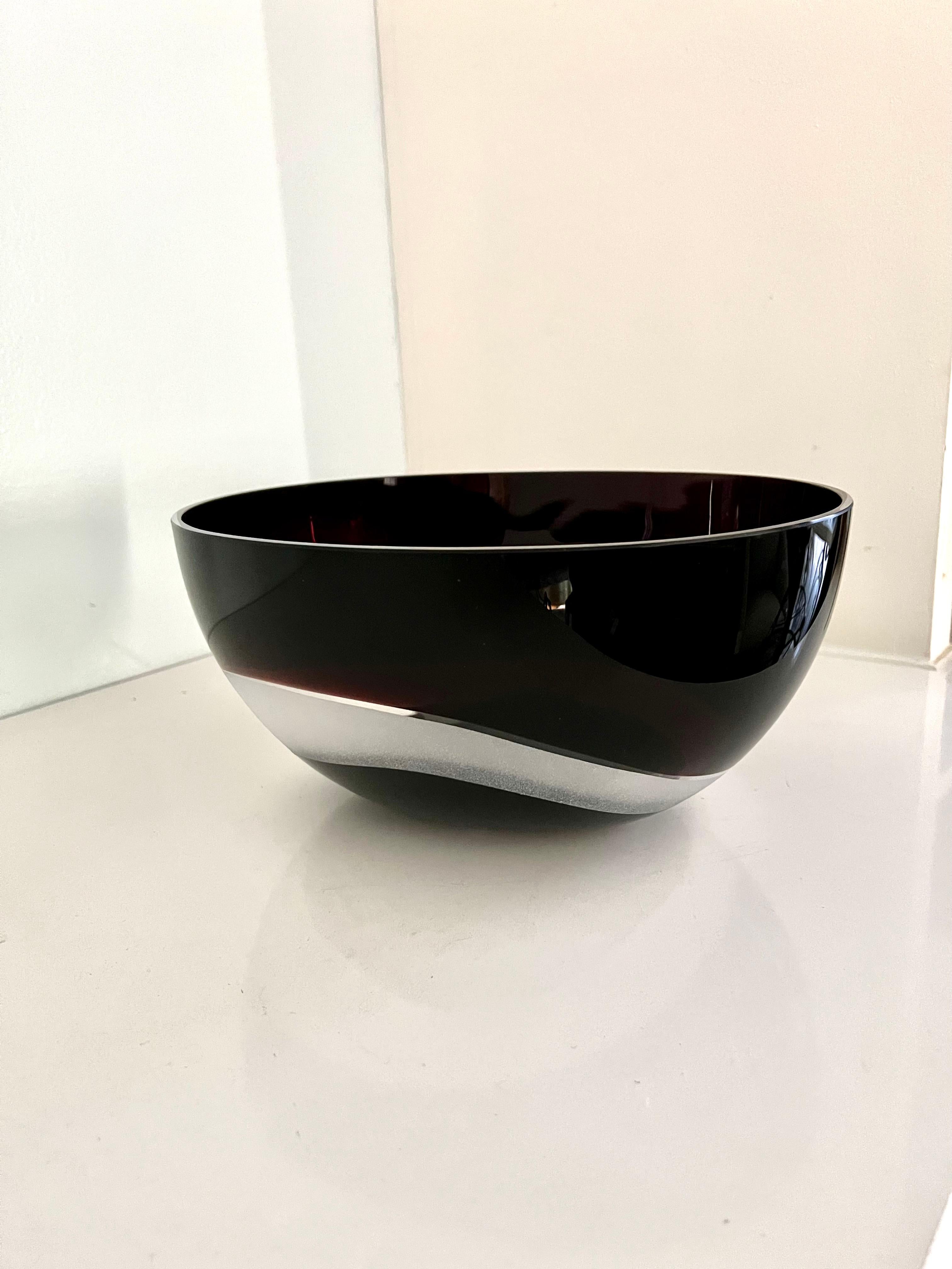 Signed Italian Carlo Moretti Murano Glass Bowl For Sale 1