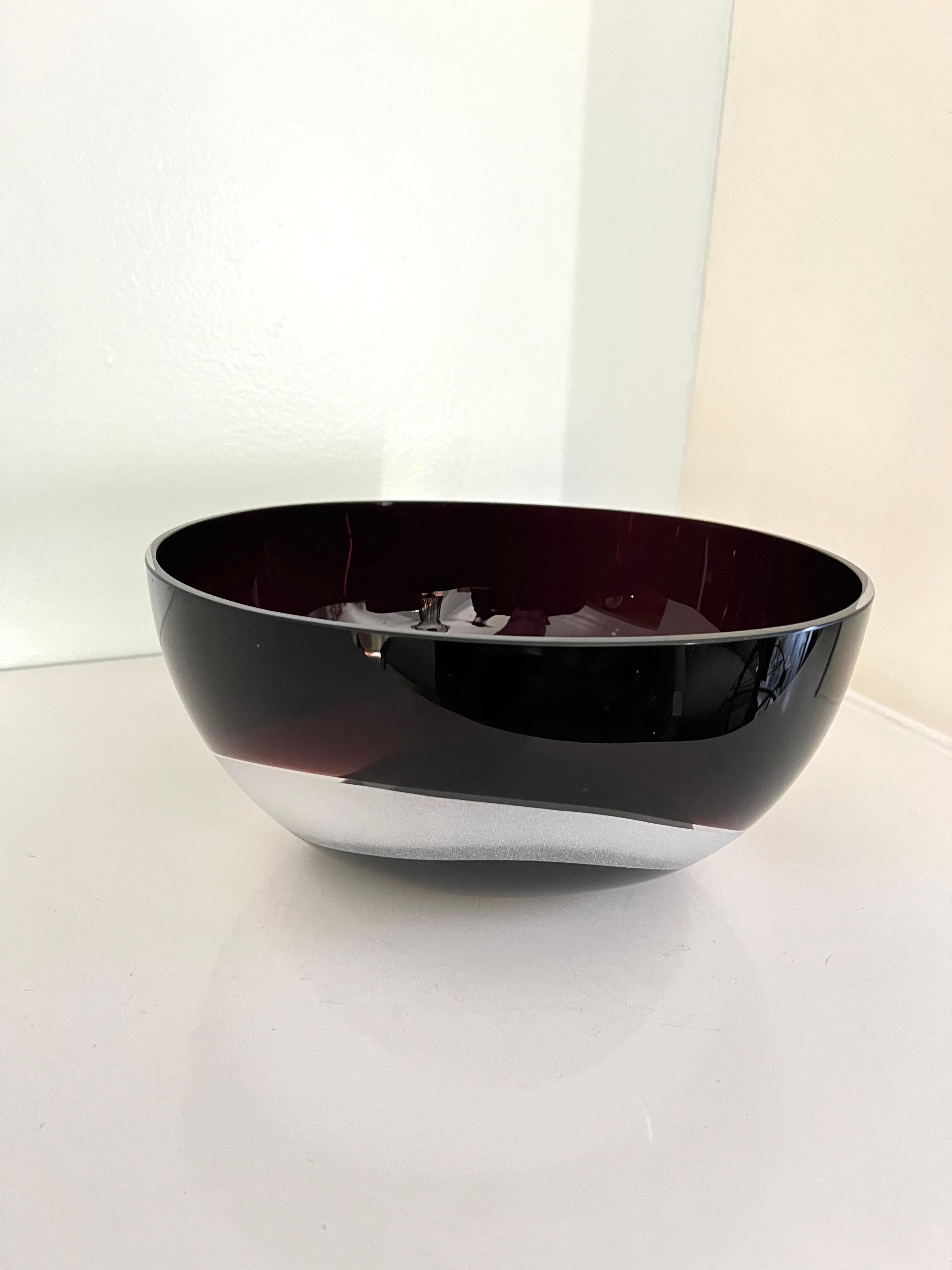 20th Century Signed Italian Carlo Moretti Murano Glass Bowl For Sale