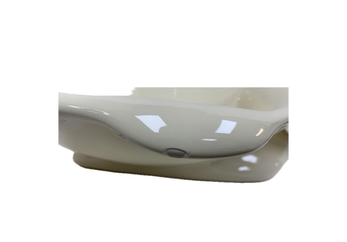 Signed Italian Glazed Ceramic Flower Form Bowl In Fair Condition For Sale In Bridgeport, CT