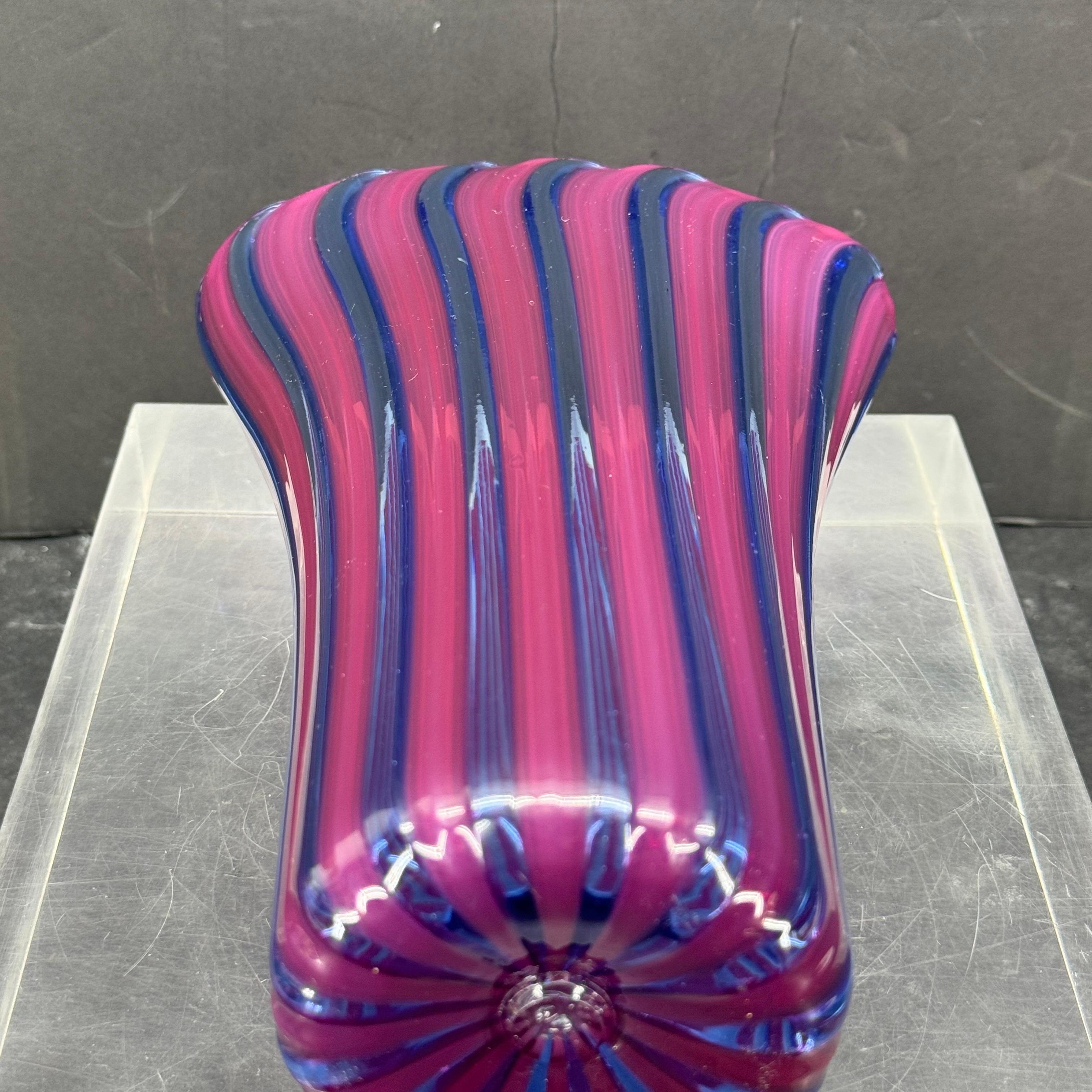 Signed Italian Murano Art Glass Vase, Mid-Century Modern For Sale 8