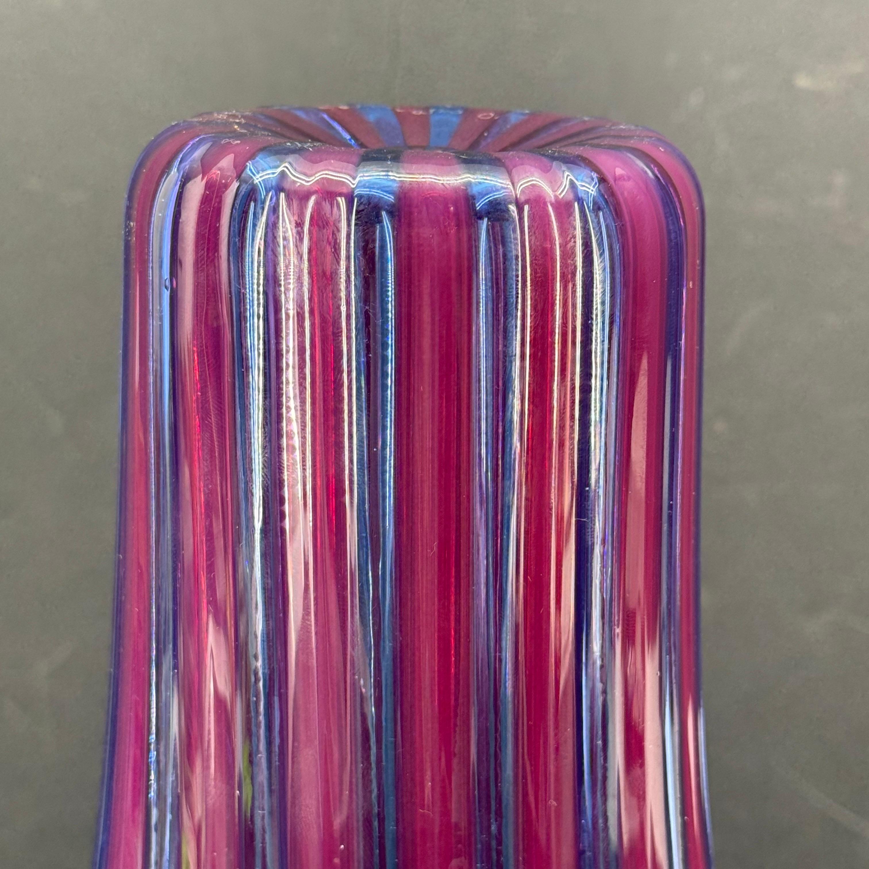 Signed Italian Murano Art Glass Vase, Mid-Century Modern For Sale 11