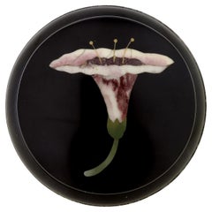 Signed Italian Silver Mounted Pietra Dura Paperweight with Flower by G. Fiaschi