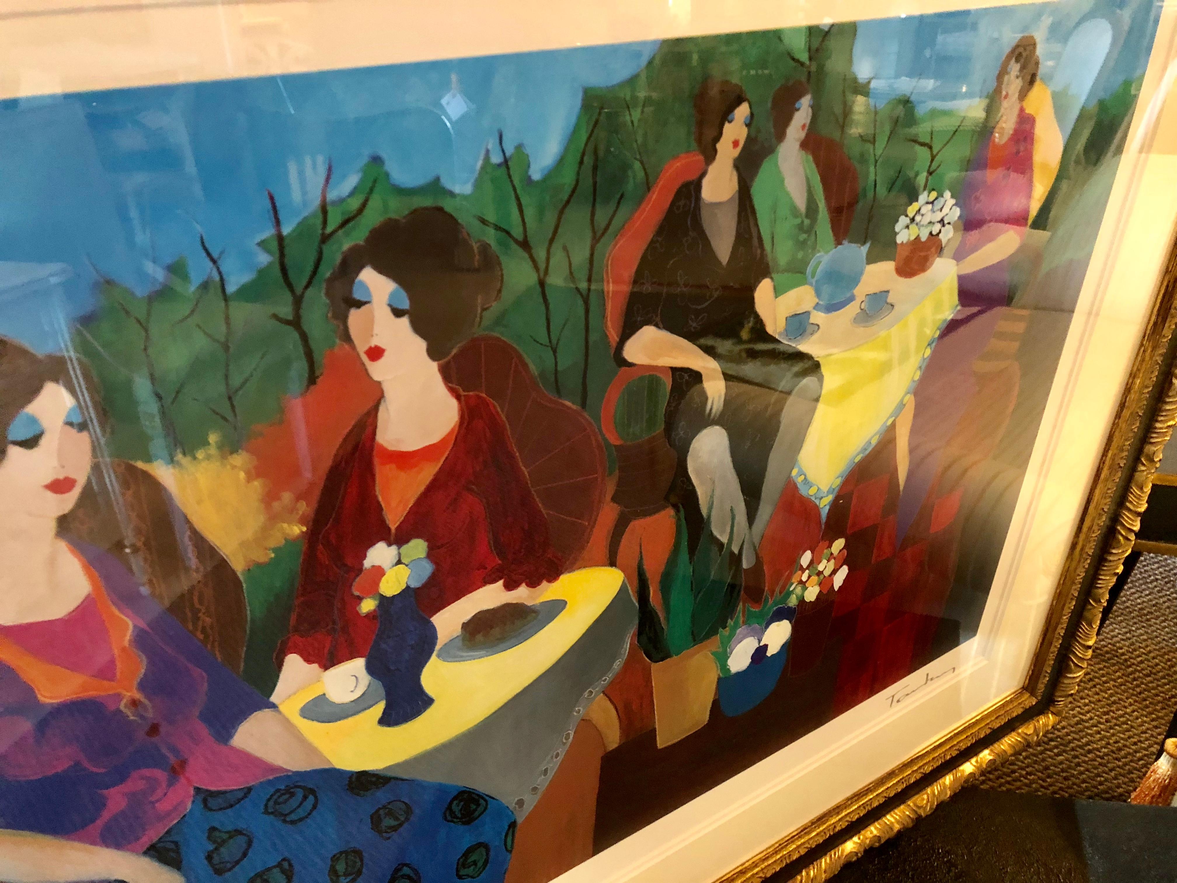 Signed Itzchak Tarkay Seriolithograph Titled 'Morning Social' 2