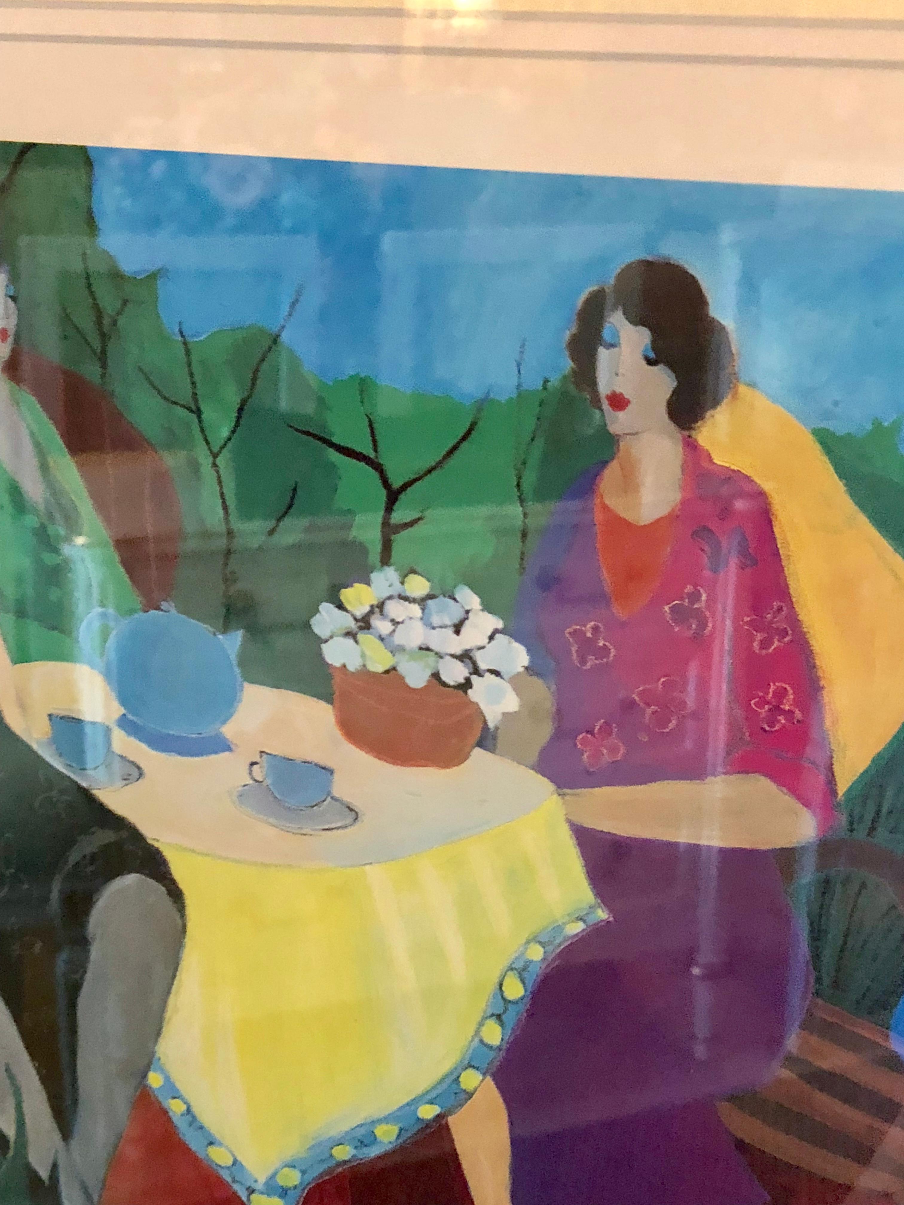 Signed Itzchak Tarkay Seriolithograph Titled 'Morning Social' In Good Condition In Manhasset, NY