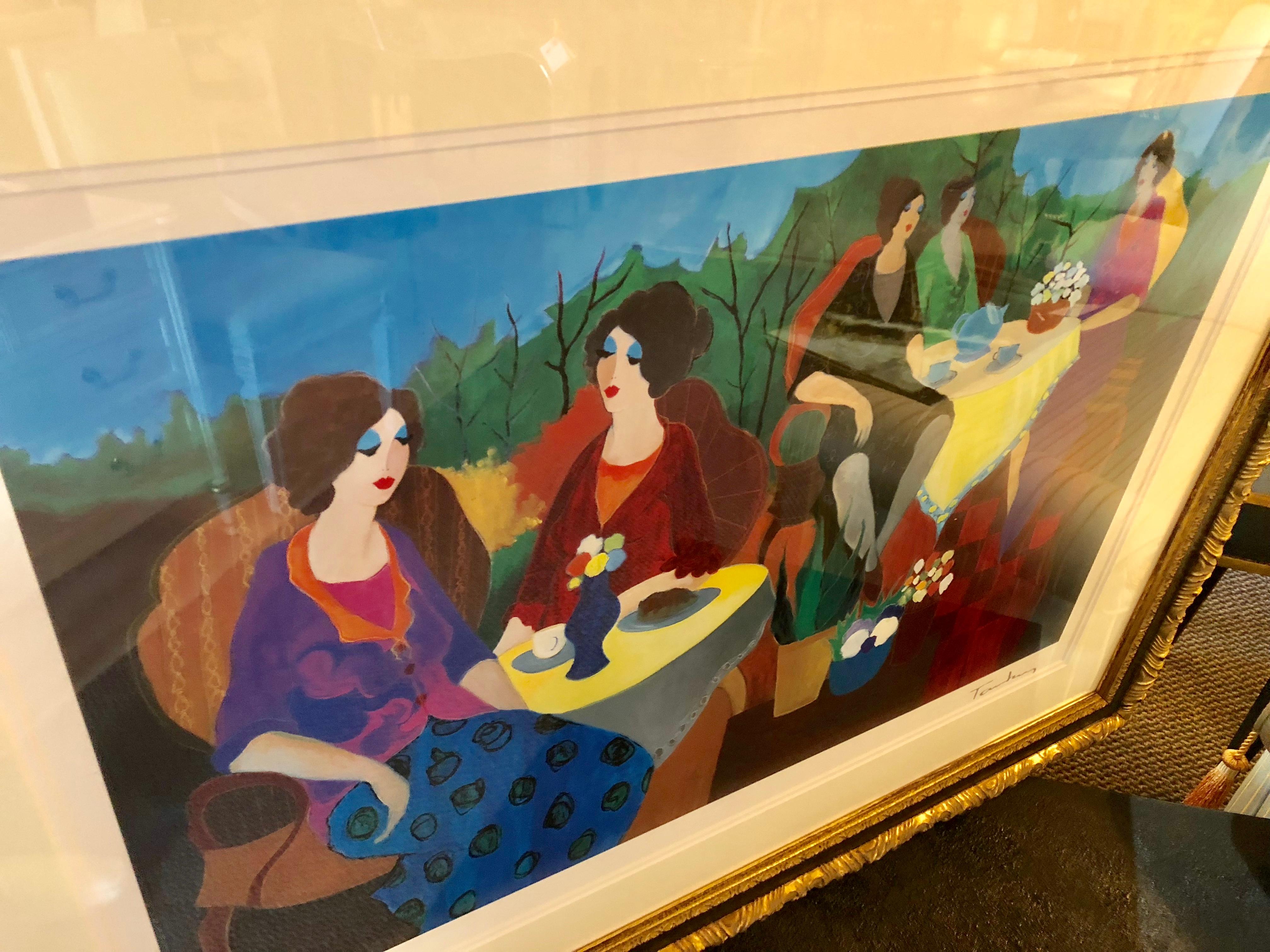 Signed Itzchak Tarkay Seriolithograph Titled 'Morning Social' 1