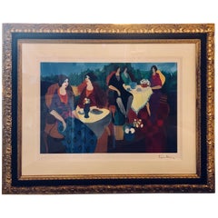 Signed Itzchak Tarkay Seriolithograph Titled 'Morning Social'