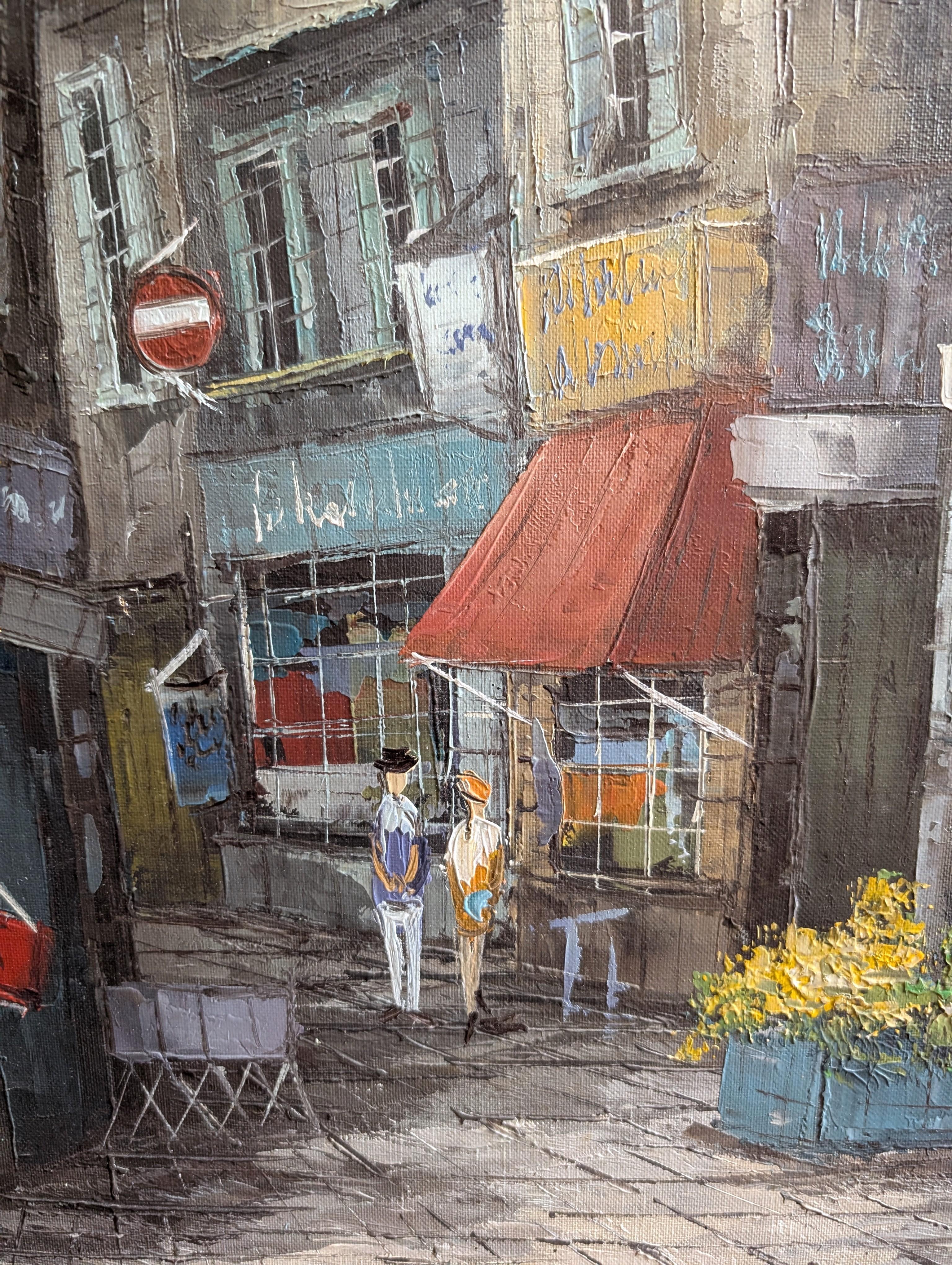 Other Signed J Lombard Original Oil Painting Paris France Hotel Street Scene 36