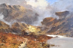 Signed J. Maurice Oil Painting of Welsh Highlands with Original Frame circa 1890