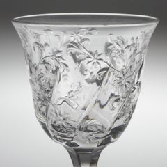 Signed J Palme Engraved Rock Crystal Port Glasses for Thomas Webb, c1905