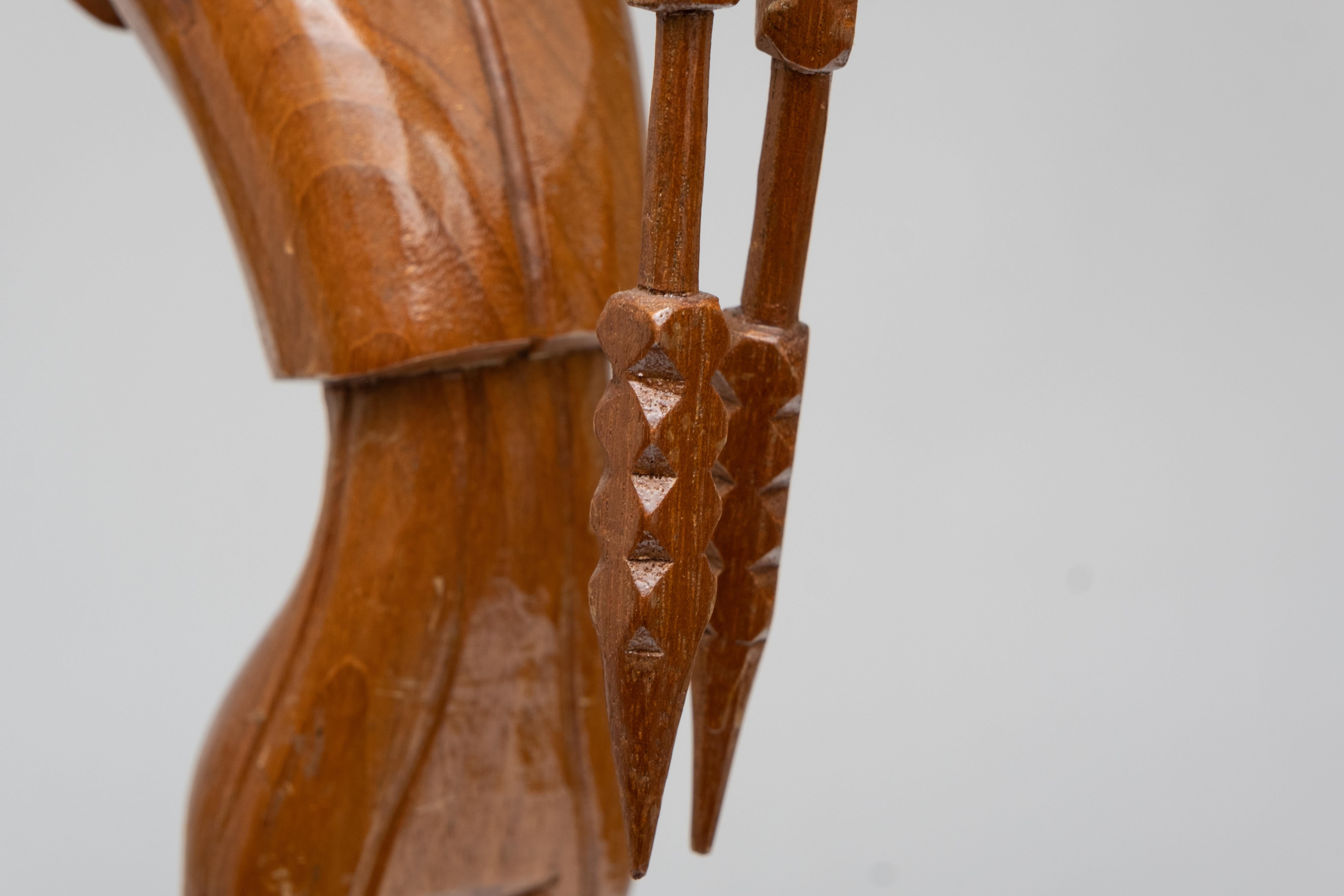 Hand-Carved Signed J. Pinal Wood Carved Sculpture of Matador For Sale