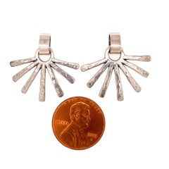 Signed James Avery Designer 6 Finger Fan Sterling Silver Earrings Estate Find