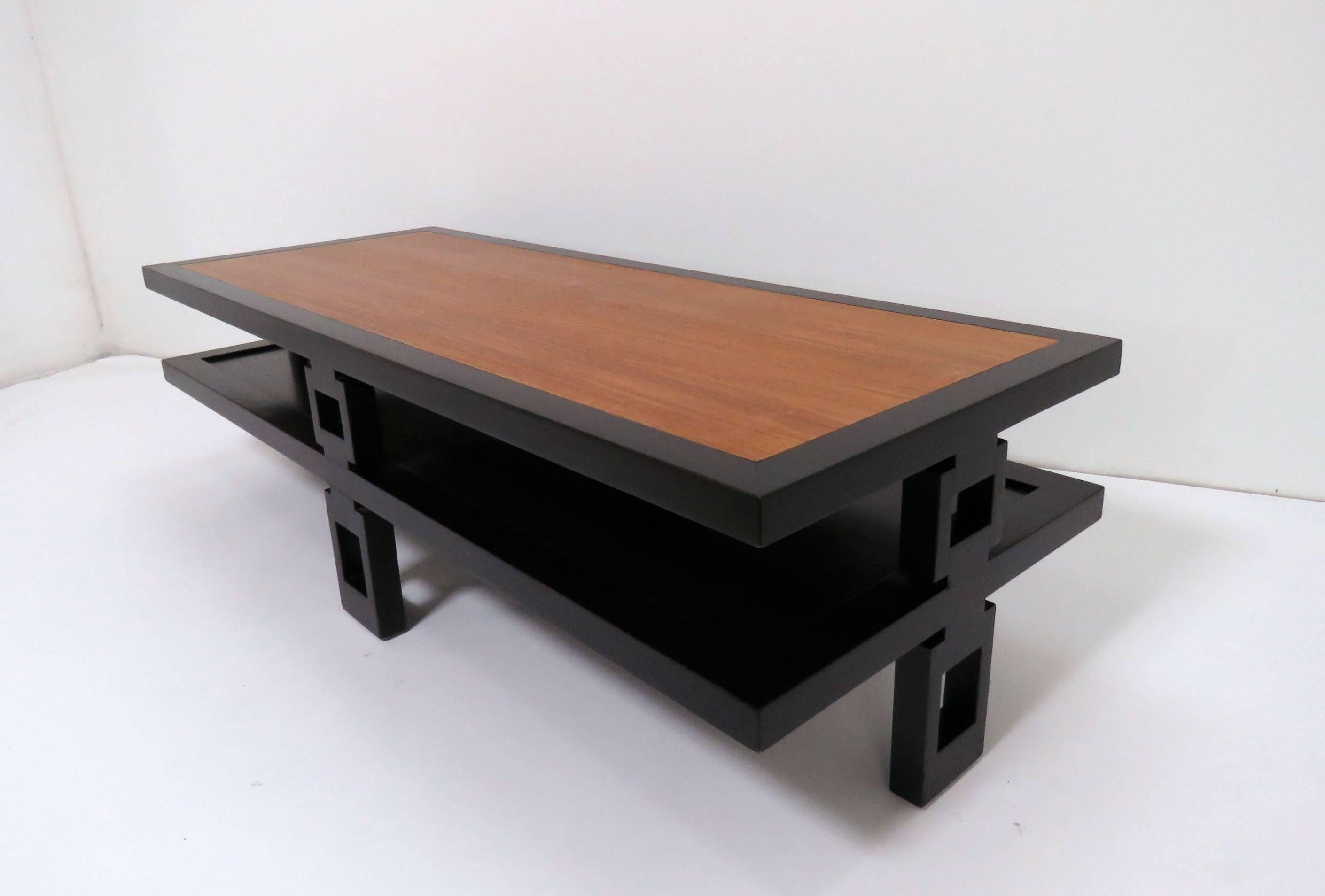 Mid-Century Modern Signed James Mont Asian Style Two-Tone Coffee Table, circa 1940s
