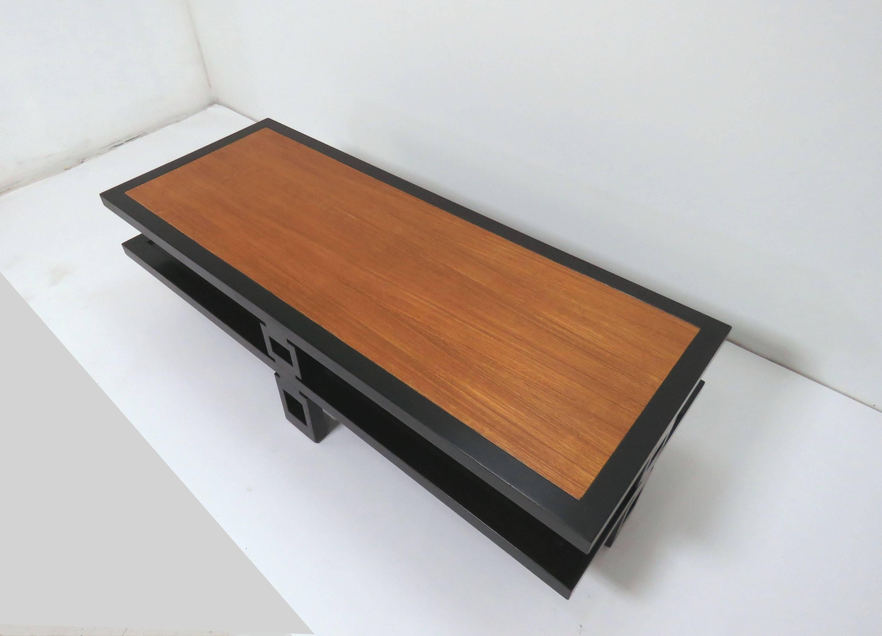 American Signed James Mont Asian Style Two-Tone Coffee Table, circa 1940s