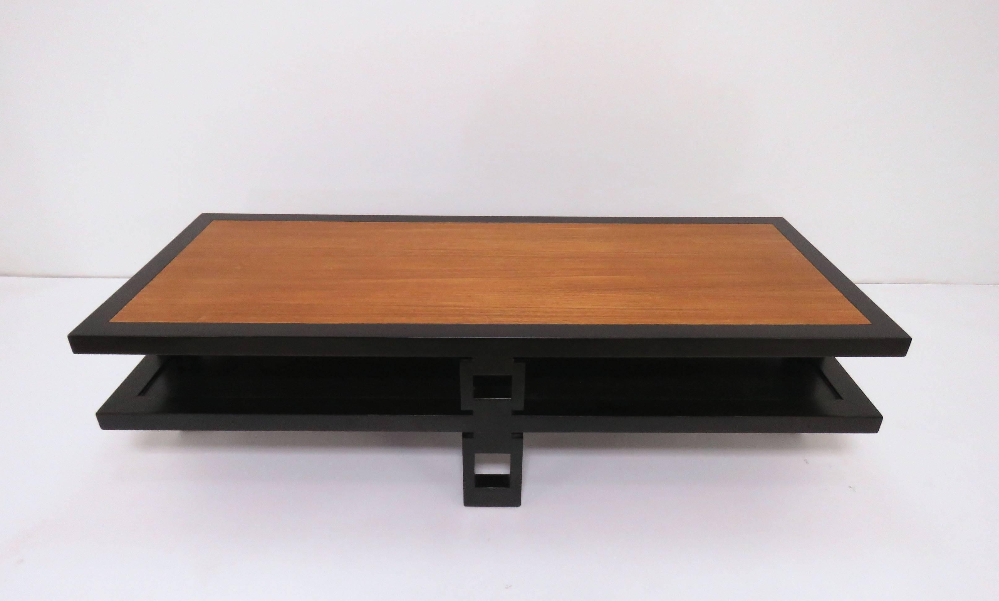 Wood Signed James Mont Asian Style Two-Tone Coffee Table, circa 1940s