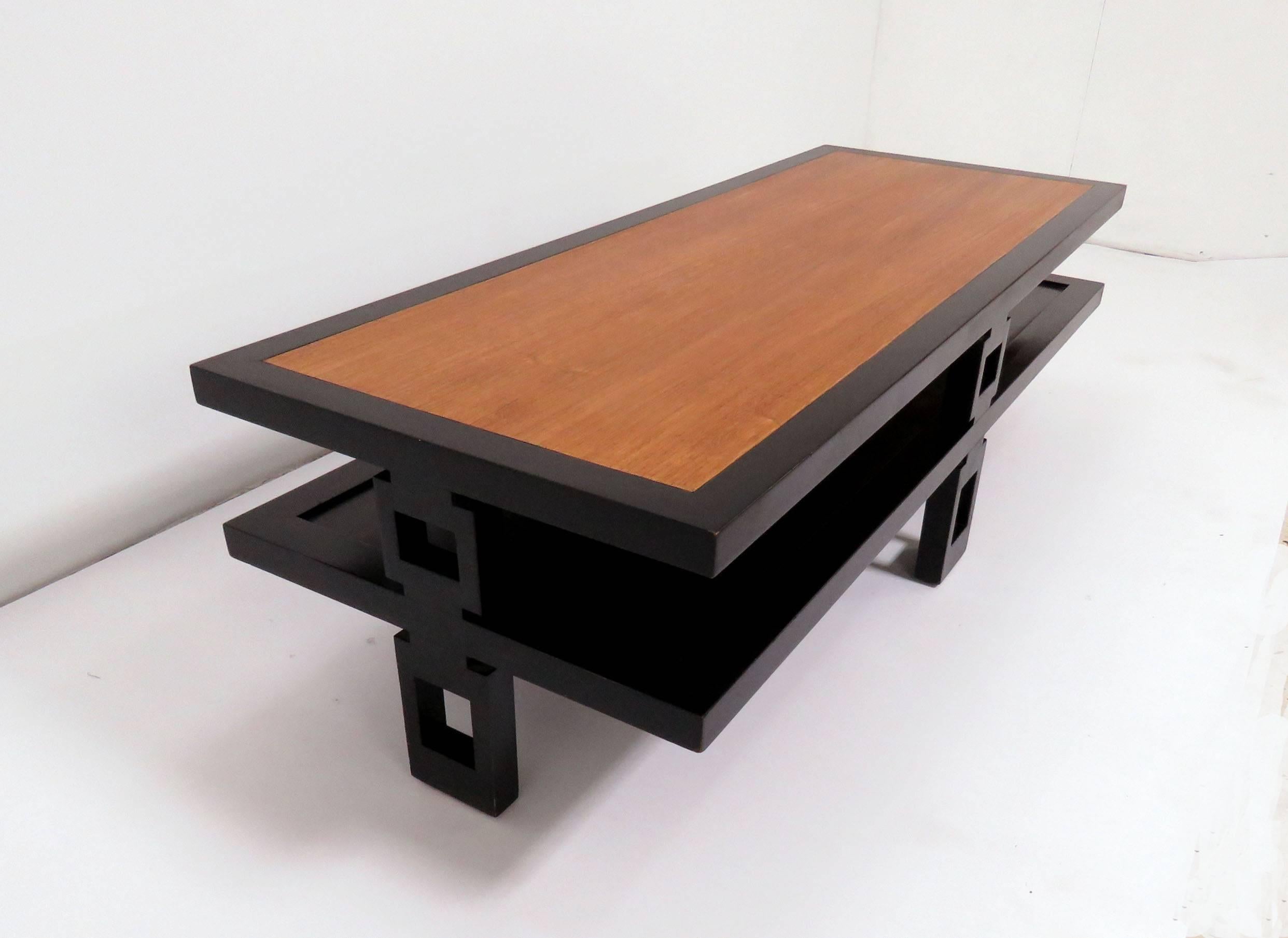 Signed James Mont Asian Style Two-Tone Coffee Table, circa 1940s 1