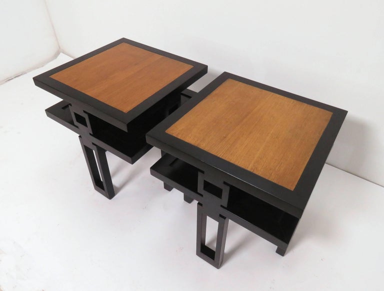 Signed James Mont Asian Style Two Tone End Tables Circa 1940s At Mid Century Modern Signed James Mont Asian Style Two Tone End Tables Circa
