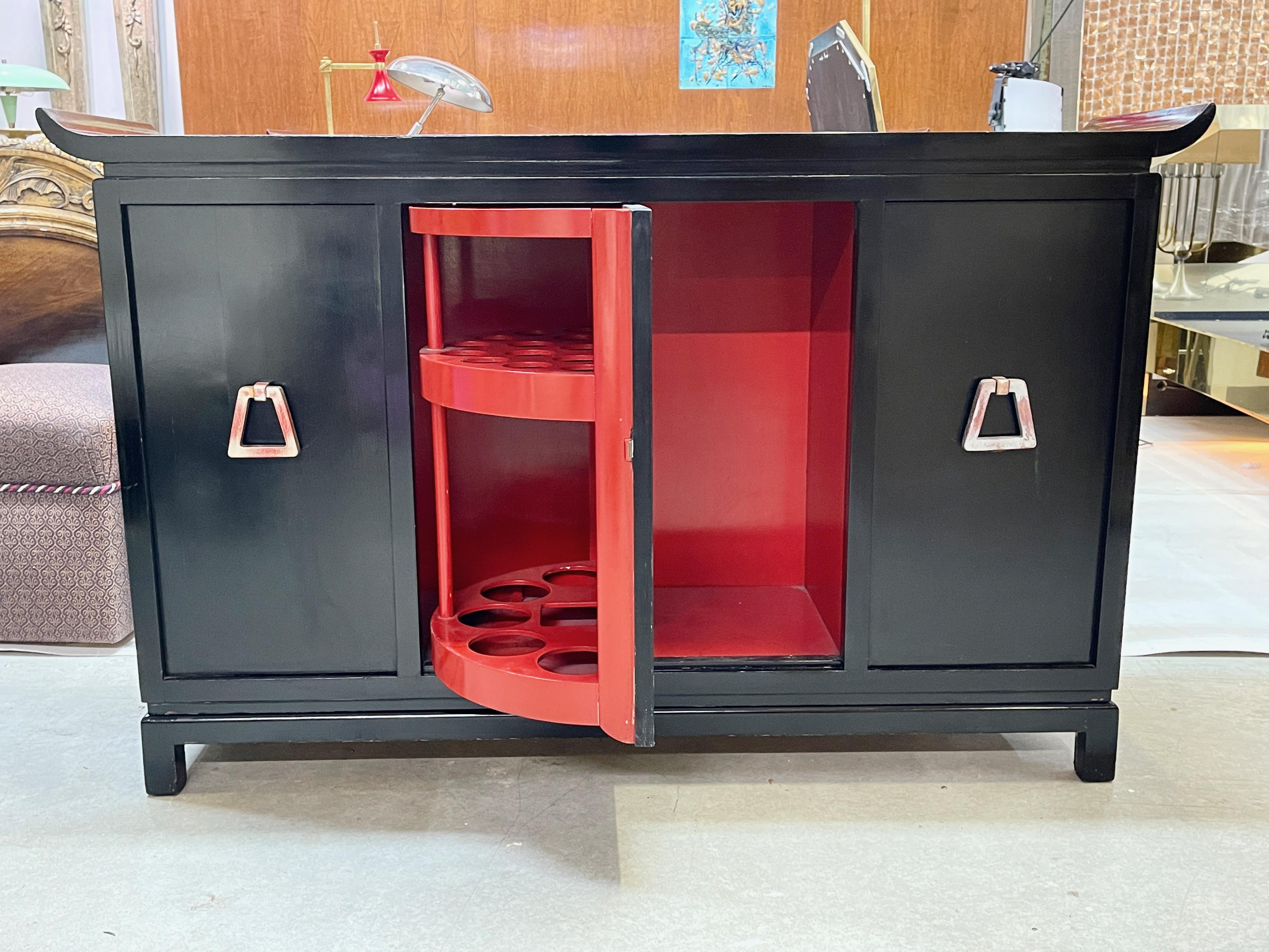 Signed James Mont Design Pagoda Cocktail Cabinet For Sale 9