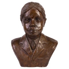 Signed Jane 1983 Bronzed Resin Bust of a Young Girl 