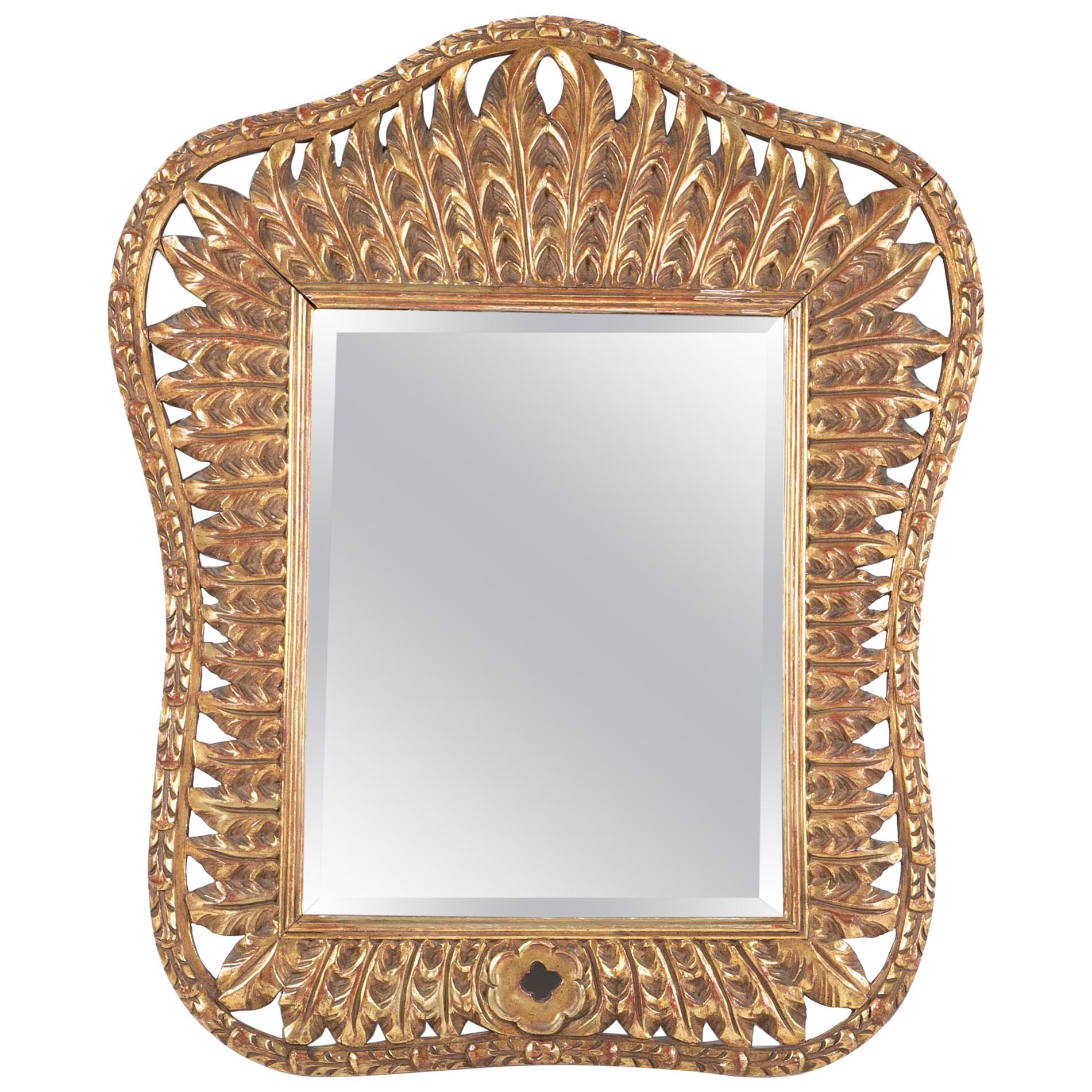 Signed Jansen Carved Gilt Feather Fantasy Mirror For Sale