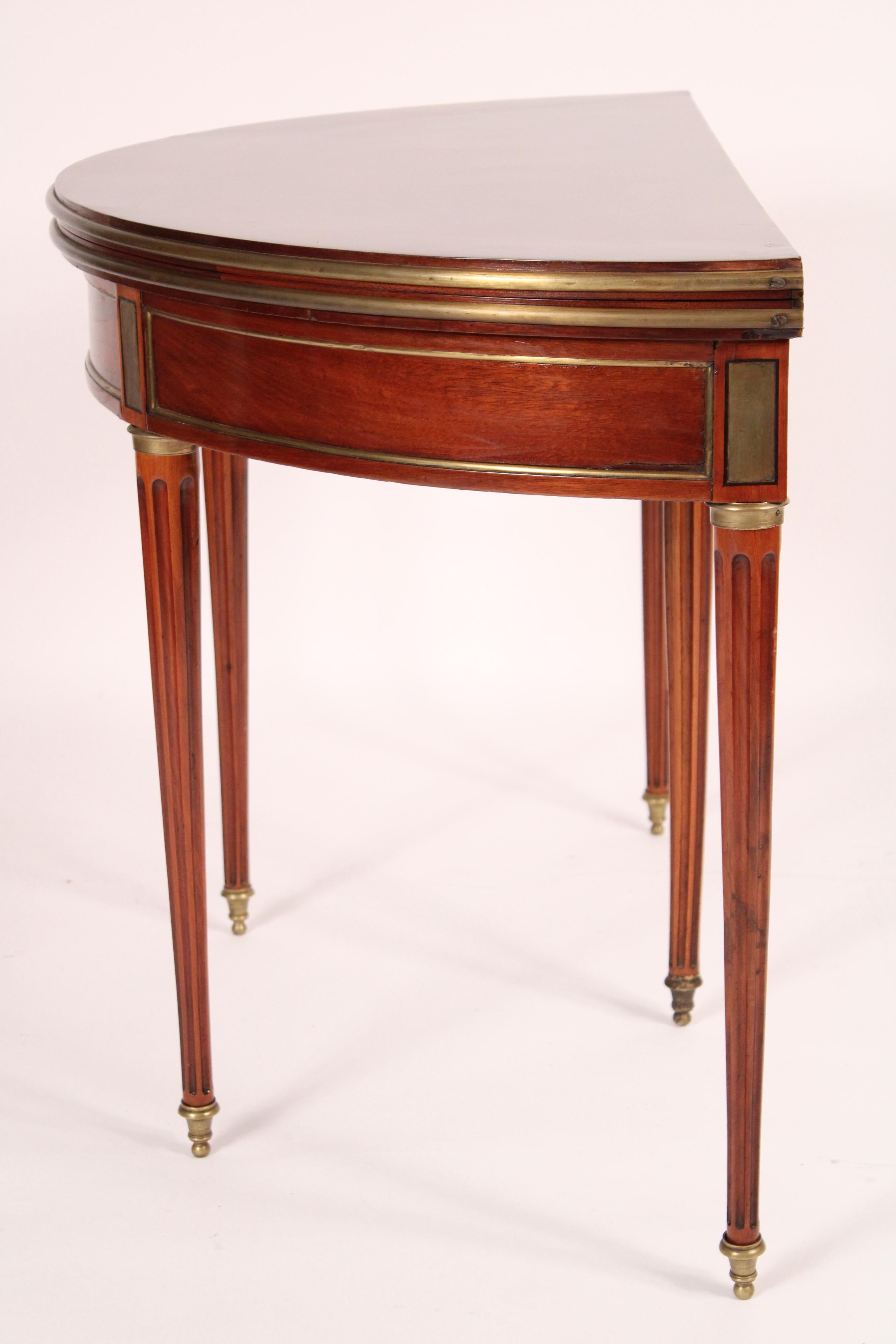 Signed Jansen Louis XVI Style Mahogany Brass Mounted Games Table In Good Condition In Laguna Beach, CA
