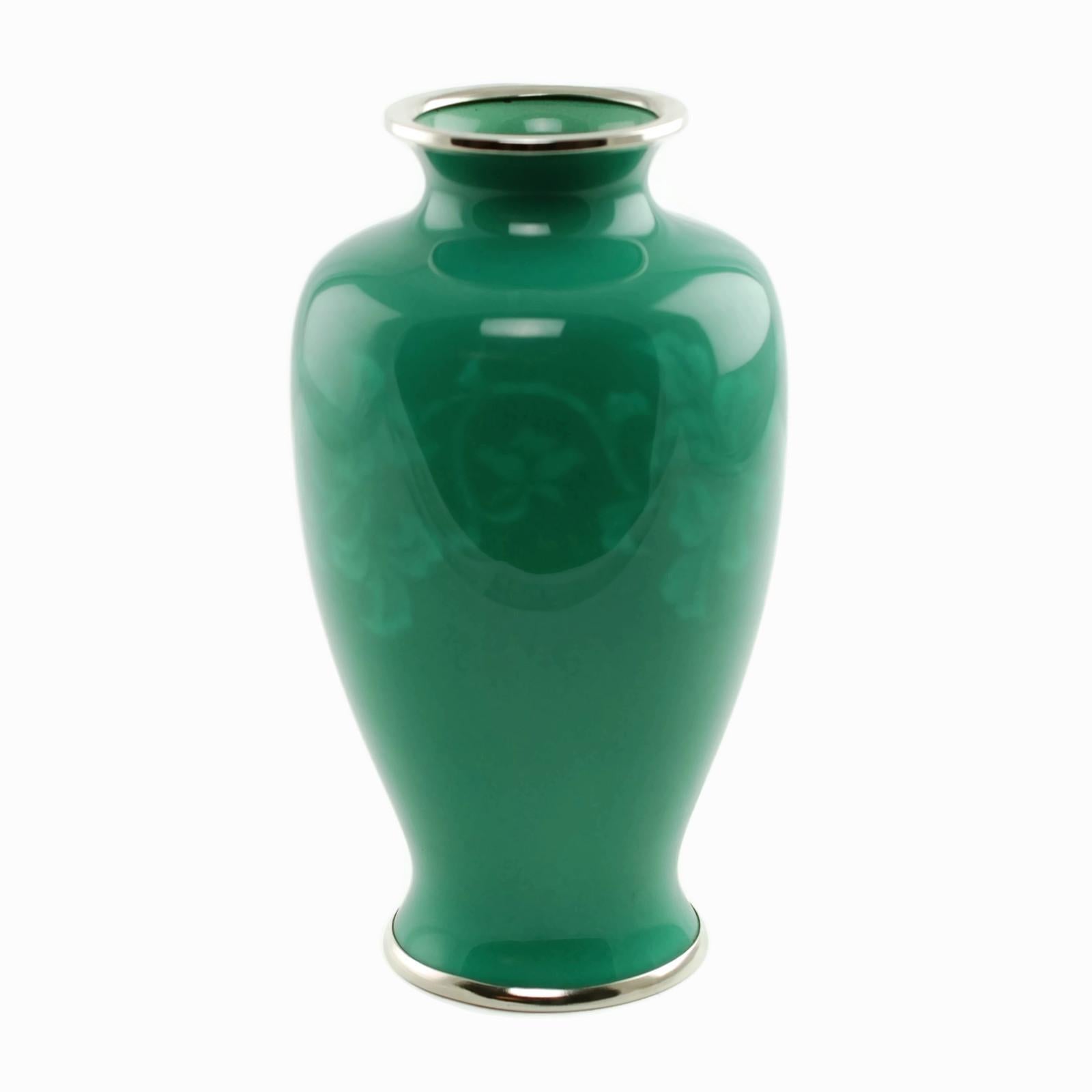 Signed Japanese Ando Jade Green Wireless Cloisonné Vase at 1stDibs