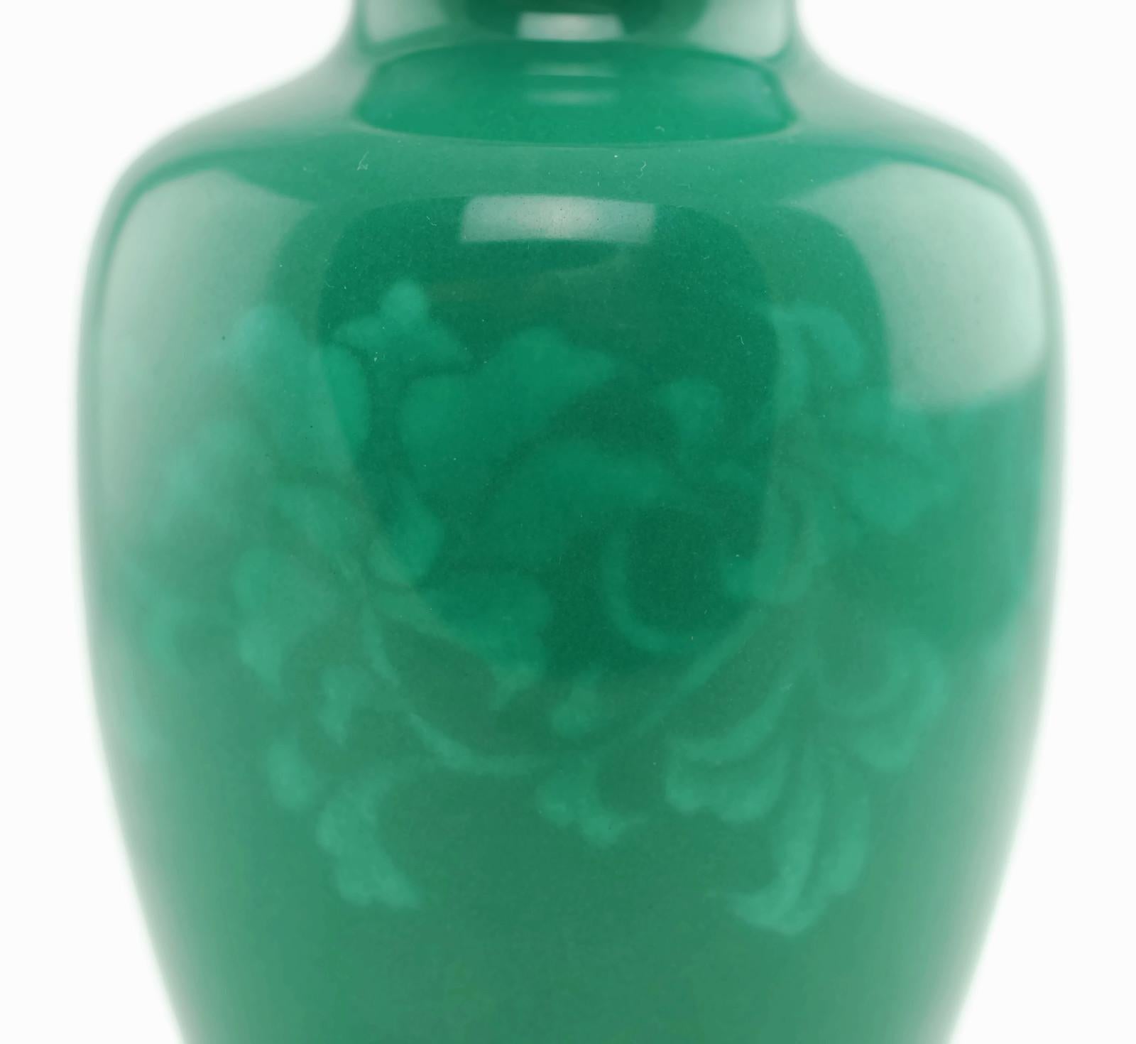 green cloisonne vase