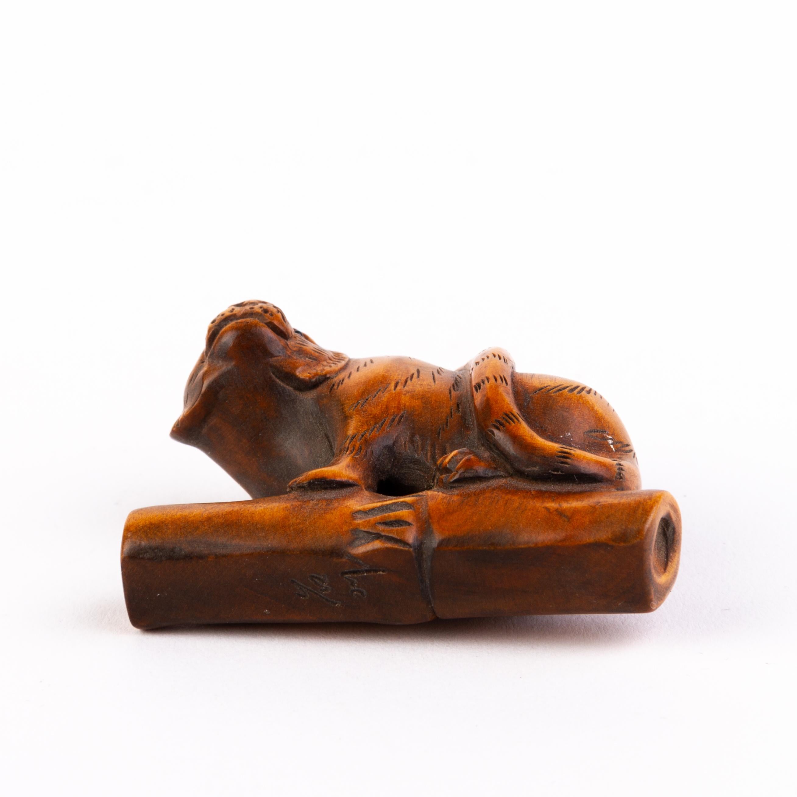 Signed Japanese Boxwood Netsuke Inro of a Tiger  For Sale 1