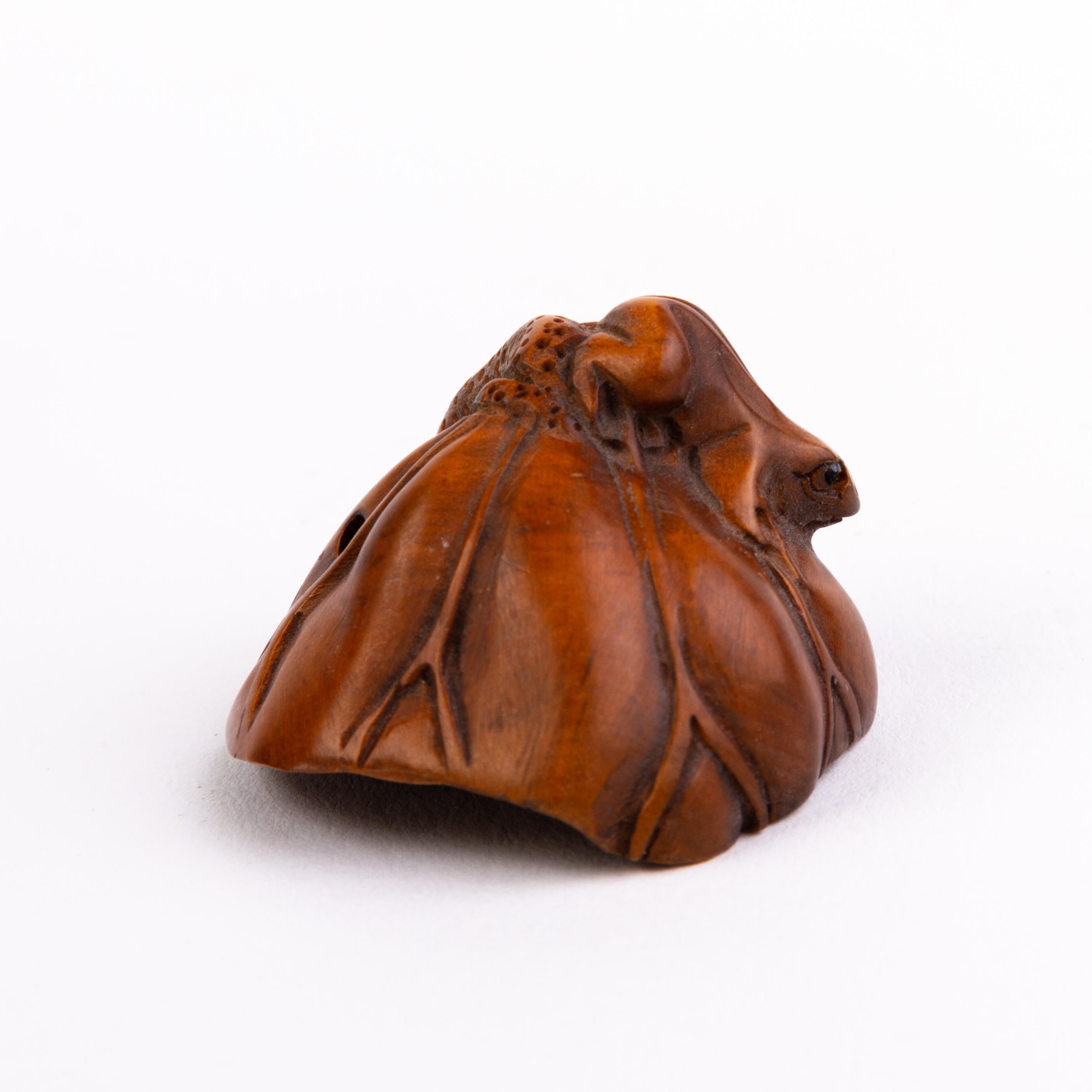 In good condition
From a private collection
Free international shipping
Signed Japanese Boxwood Netsuke Inro of a Tree Frog 