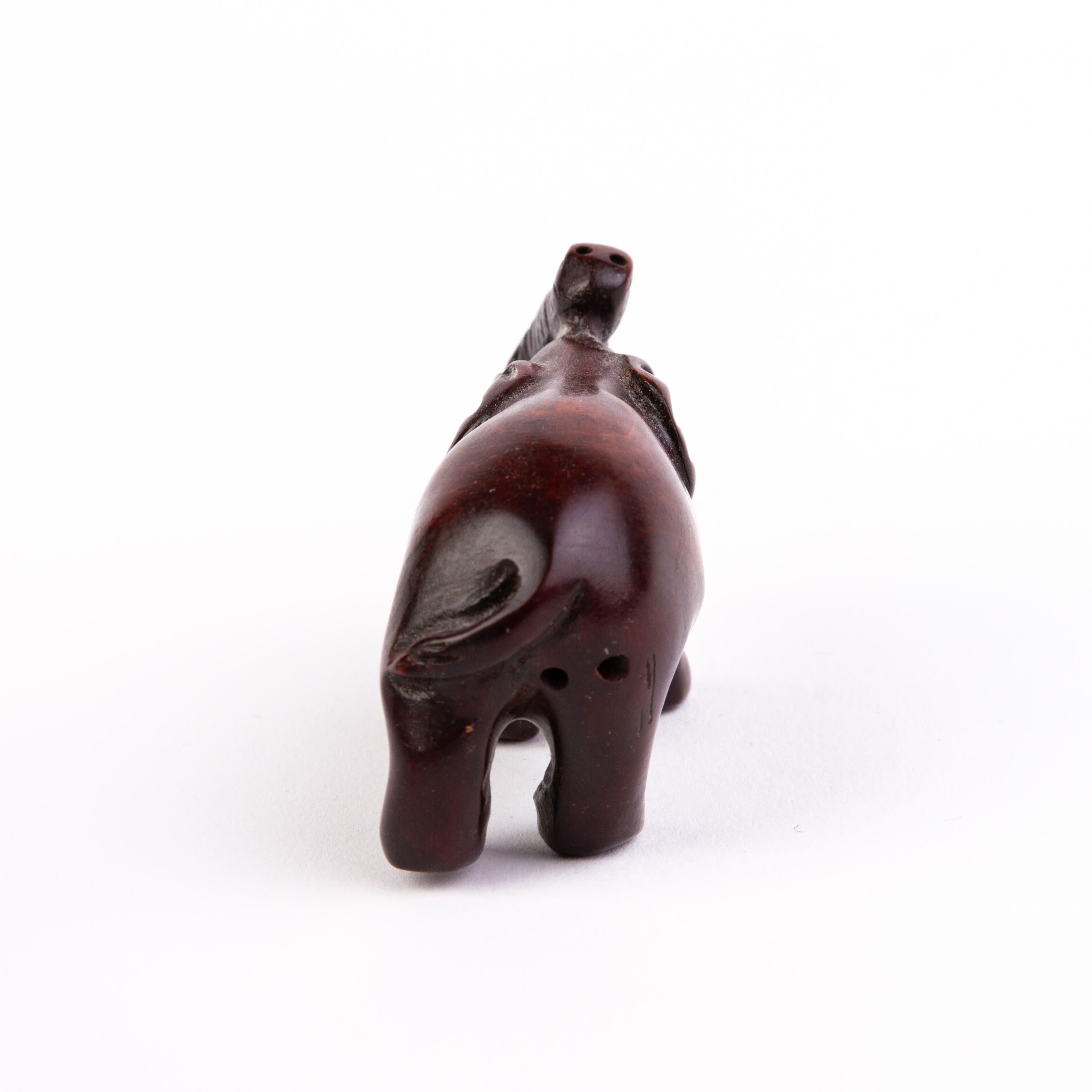 20th Century Signed Japanese Boxwood Netsuke Inro of an Elephant  For Sale