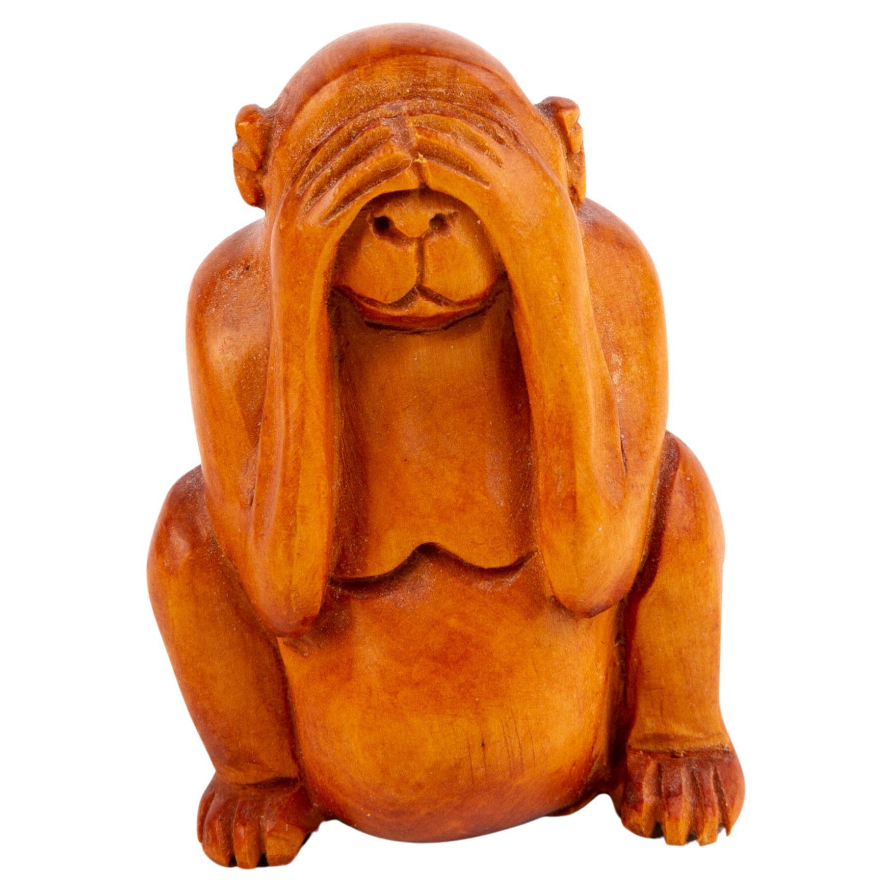 Signed Japanese Boxwood Netsuke Inro of Monkey  For Sale