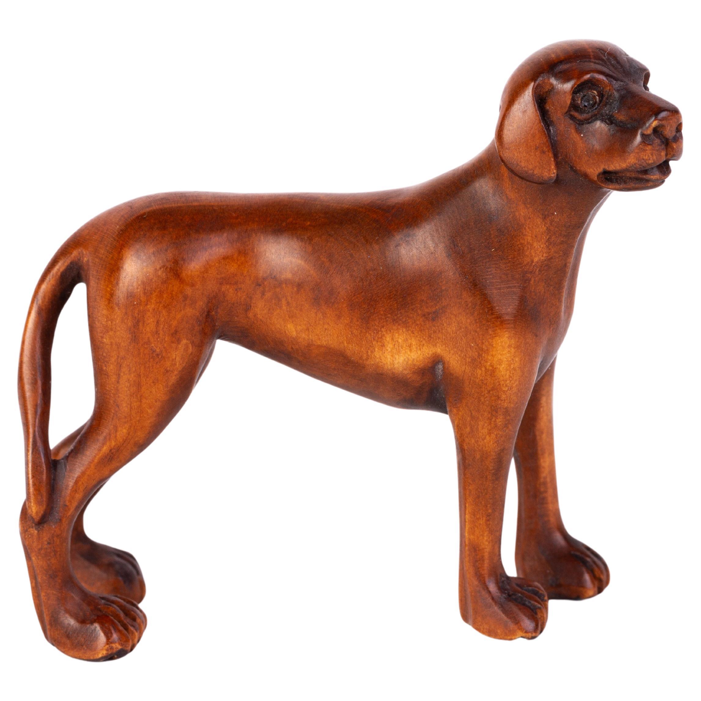 Signed Japanese Carved Boxwood Dog Netsuke Inro Ojime For Sale