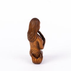 Signed Japanese Carved Boxwood Mermaid Netsuke Inro Ojime