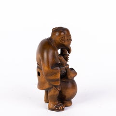 Signed Japanese Carved Boxwood Netsuke Inro Ojime
