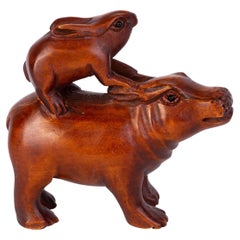 Signed Japanese Carved Boxwood Netsuke Inro Ojime