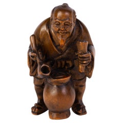Signed Japanese Carved Boxwood Netsuke Inro Ojime
