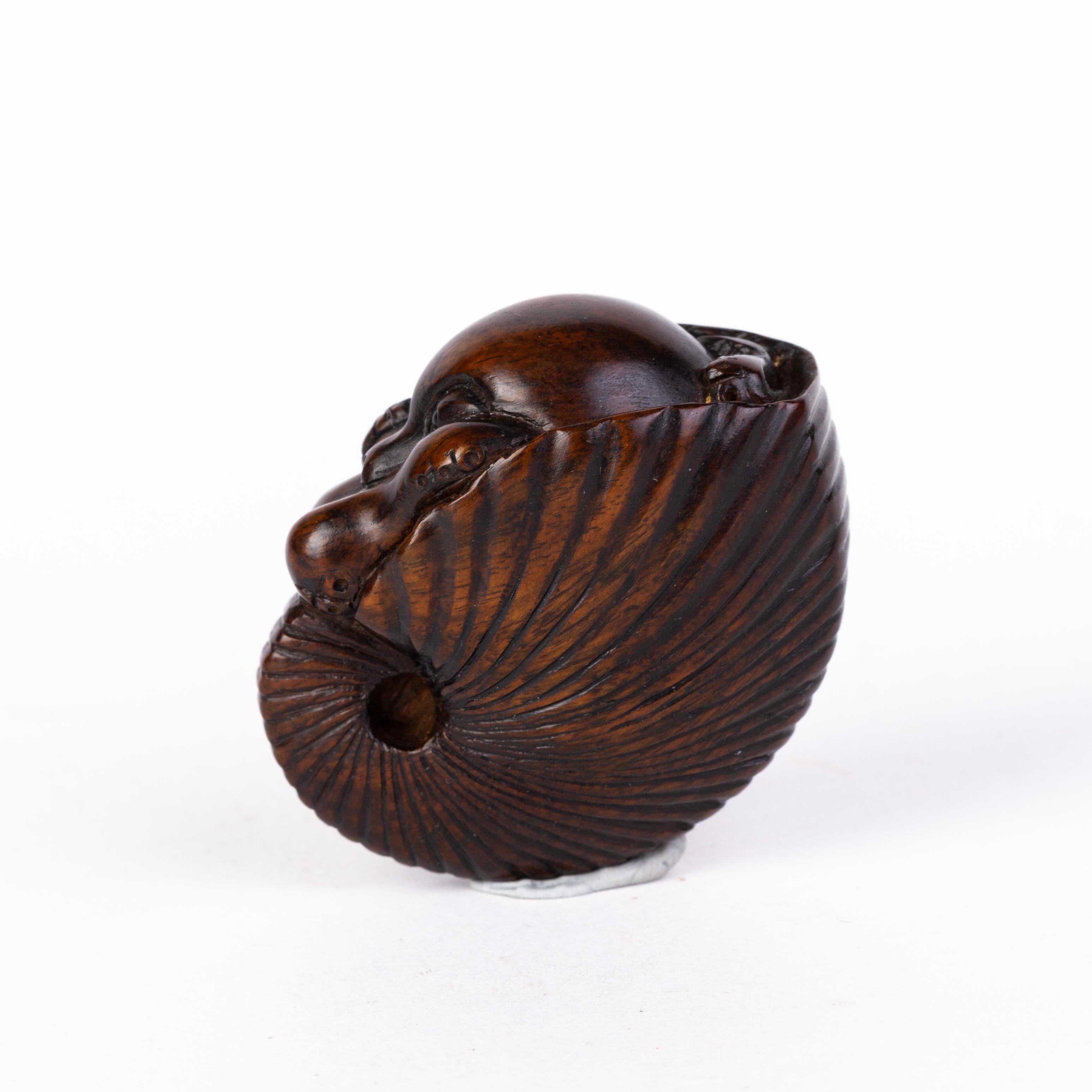 Hand-Carved Signed Japanese Carved Boxwood Octopus Netsuke Inro Ojime For Sale