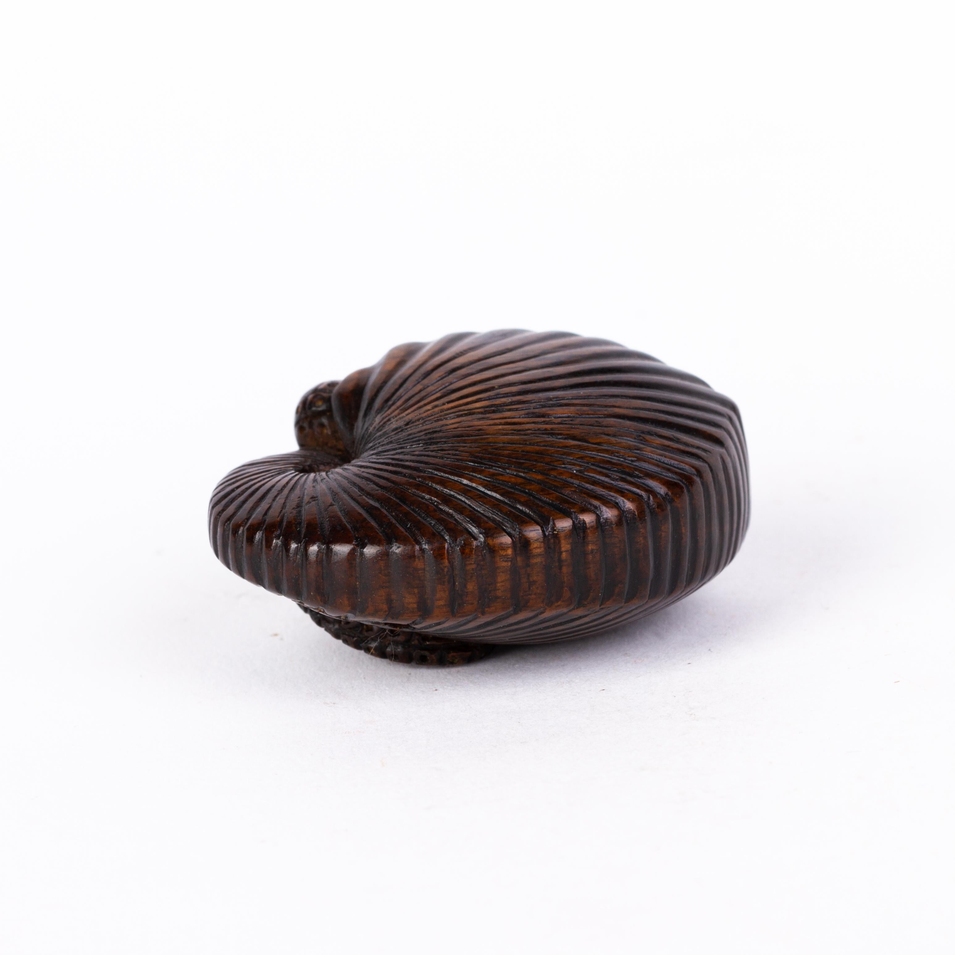 20th Century Signed Japanese Carved Boxwood Octopus Netsuke Inro Ojime For Sale