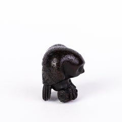 Signed Japanese Carved Boxwood Owl Netsuke Inro Ojime