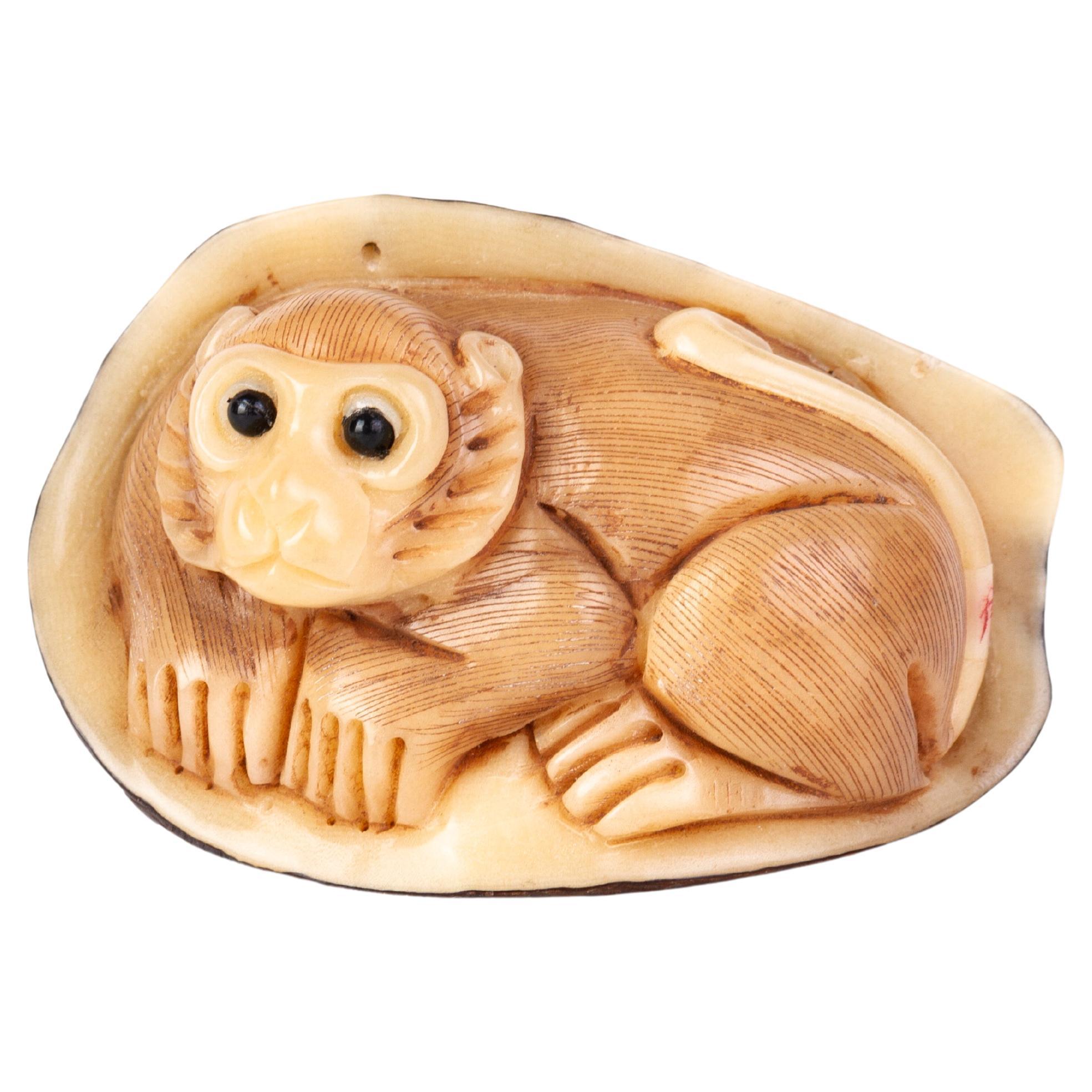 Japanese Carved Tagua Nut Netsuke Inro Ojime For Sale at 1stDibs