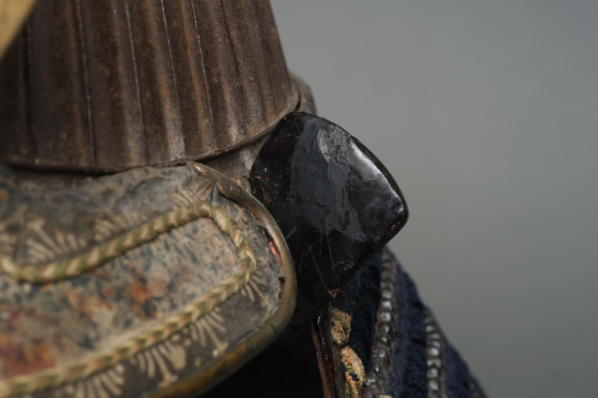 Signed Japanese Edo suji’bachi kabuto (helmet) with a moon & cloud maedate For Sale 8