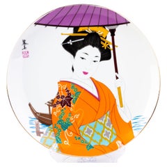 Signed Japanese Fine Porcelain Geisha Plate 