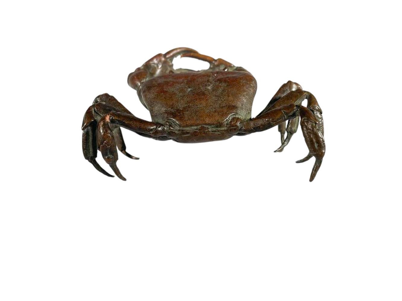 XIXe siècle Okimono en bronze signé de la période Meiji, crabe (D) en vente