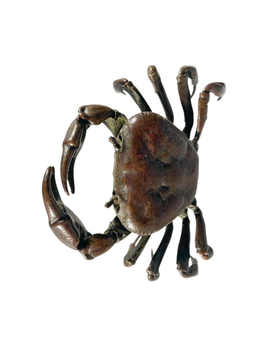 Okimono en bronze signé de la période Meiji, crabe (D) en vente 1