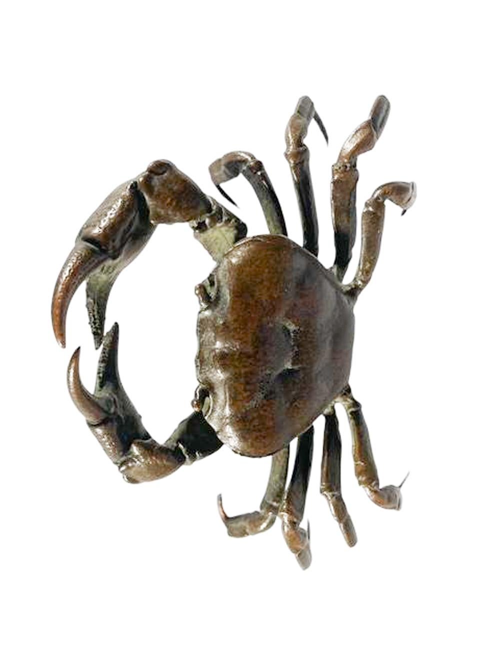 Signed Japanese Meiji Period Bronze Crab (E) Okimono For Sale 4