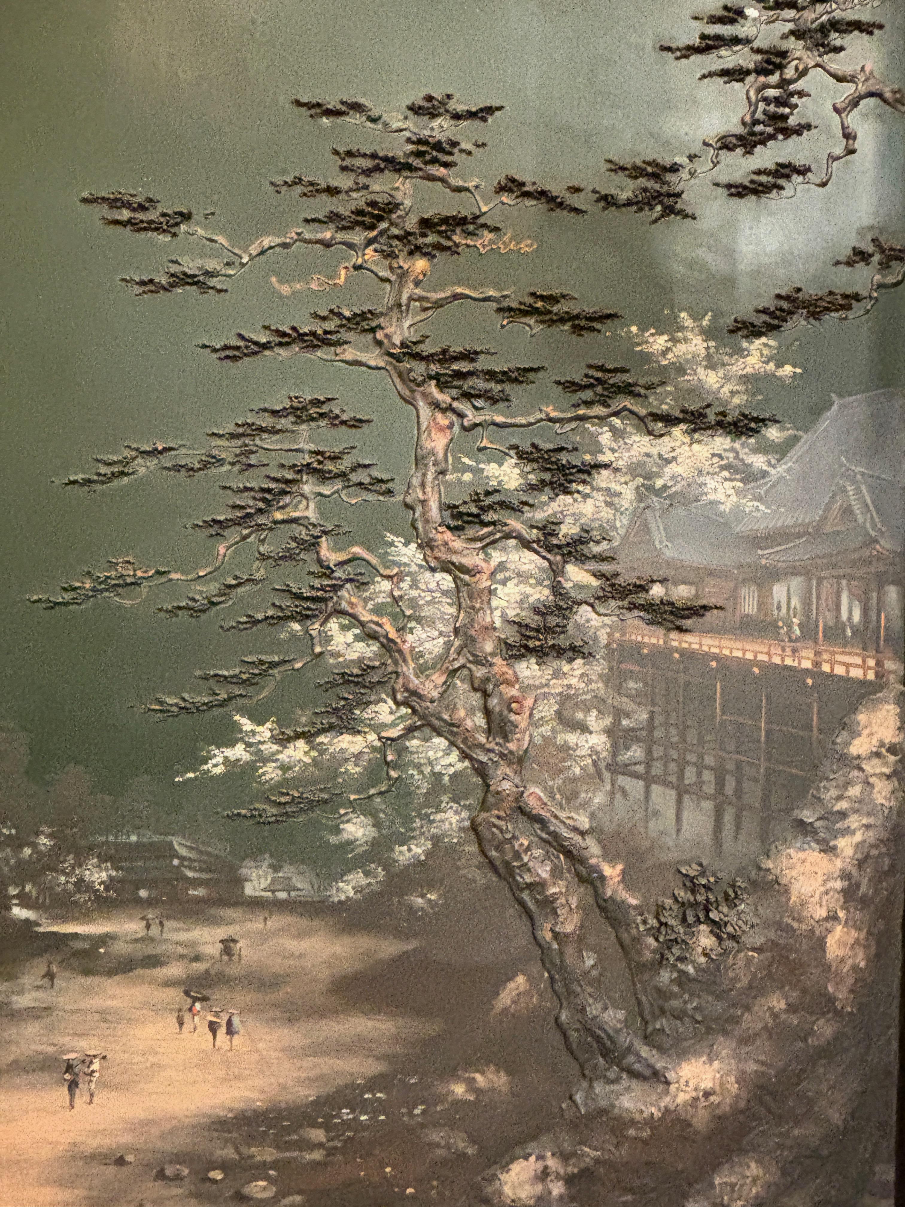 Signierter japanischer Tischbildschirm aus der Meiji-Zeit, um 1890 (19. Jahrhundert) im Angebot