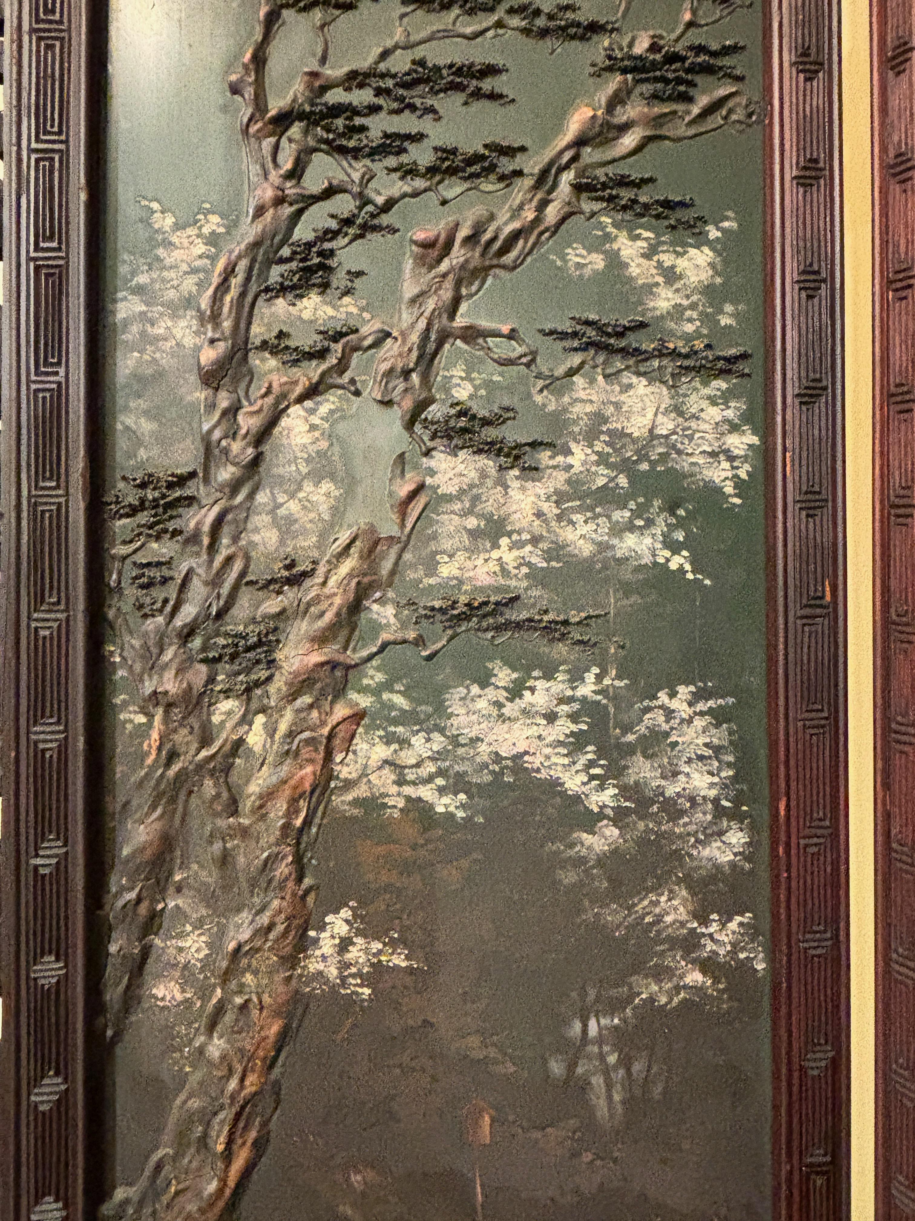 Signierter japanischer Tischbildschirm aus der Meiji-Zeit, um 1890 (Holz) im Angebot