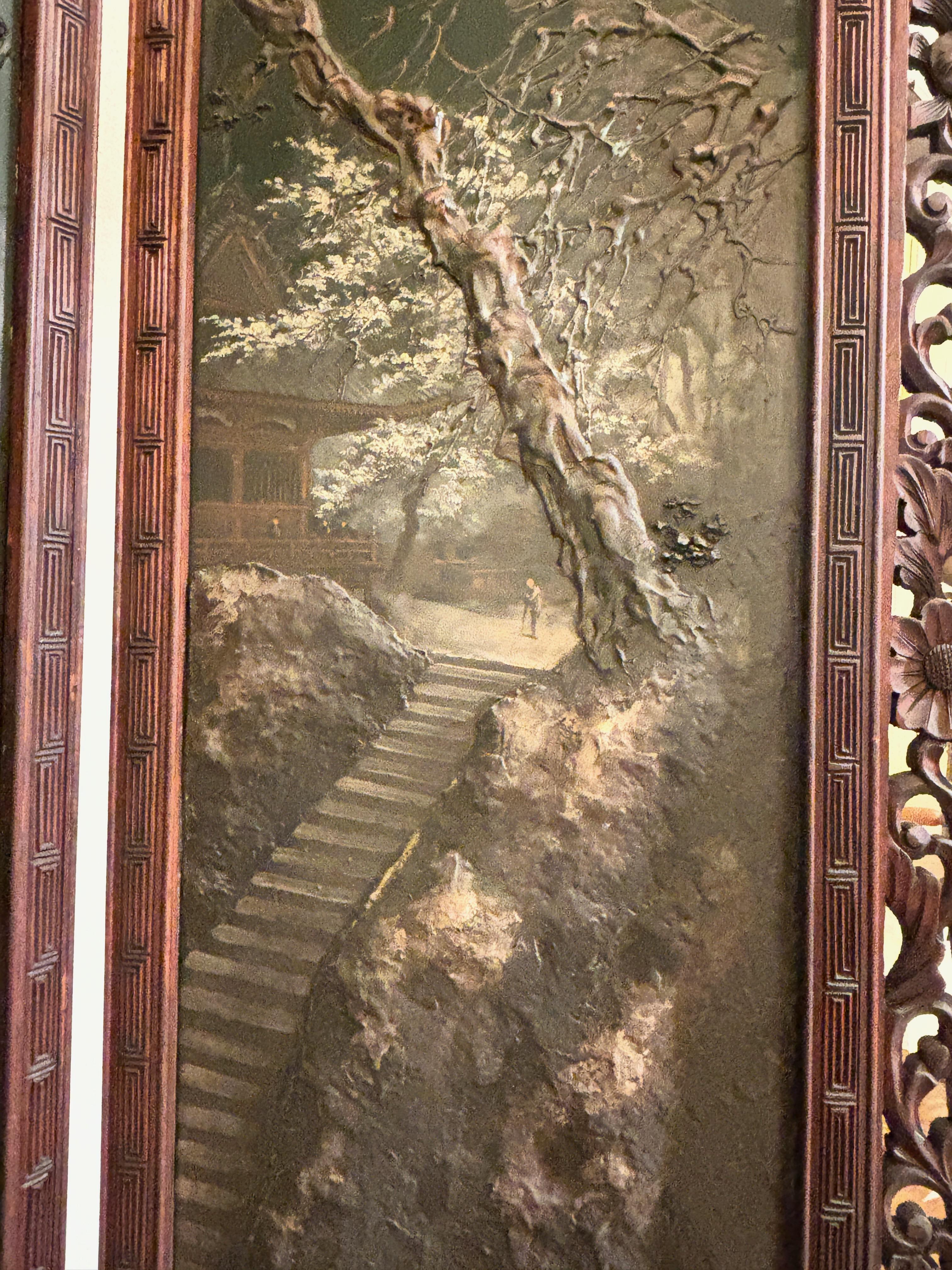 Signierter japanischer Tischbildschirm aus der Meiji-Zeit, um 1890 im Angebot 1