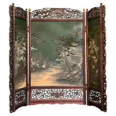 Signed Japanese Meiji Period Table Top Screen, circa 1890